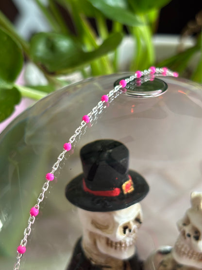 HOT PINK ENAMEL CHAIN DOT CABLE - PERMANENT JEWELRY
