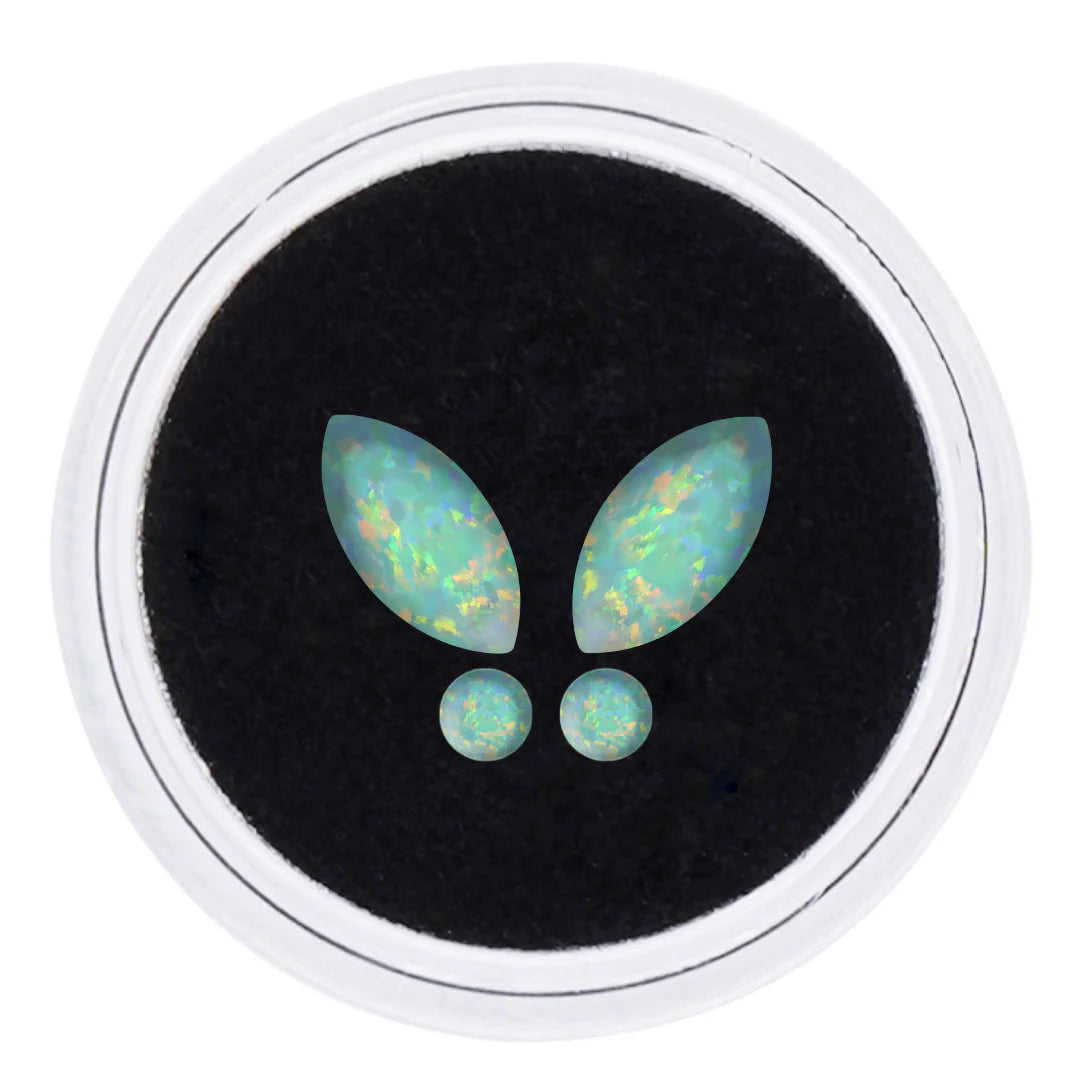 BUTTERFLY SET OPAL TOOTH GEMS