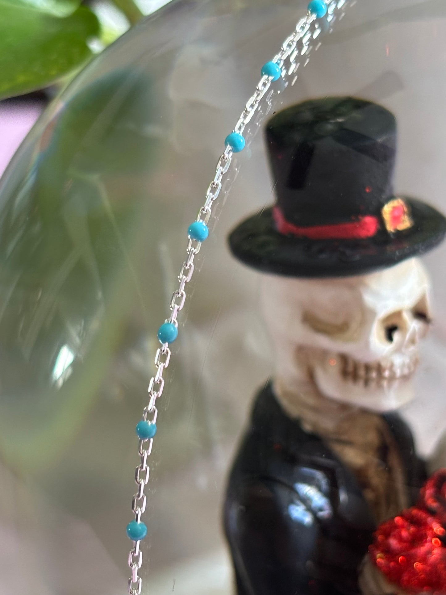 TURQUOISE ENAMEL CHAIN - DOT CABLE PERMANENT JEWELRY